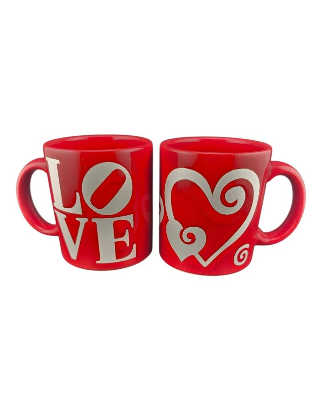 WAECHTERSBACH Red Love & Heart Ceramic Coffee Mugs Valentines Germany 4" Tall